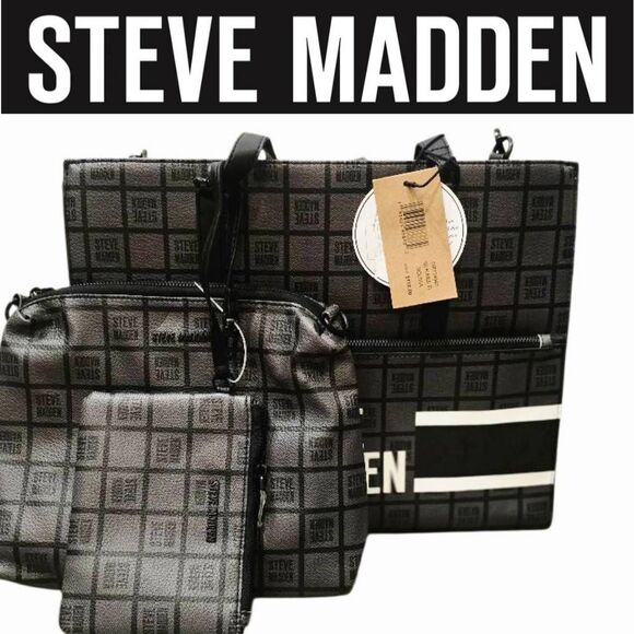 Steve Madden BOlivia Block Logo Tote Bag w/Detachable Crossbody & Wristlet - Picture 1 of 12